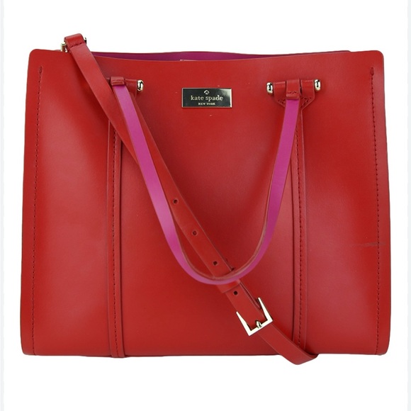 Kate Spade Vibrant Red Tote with Pink Accents - Picture 1 of 16